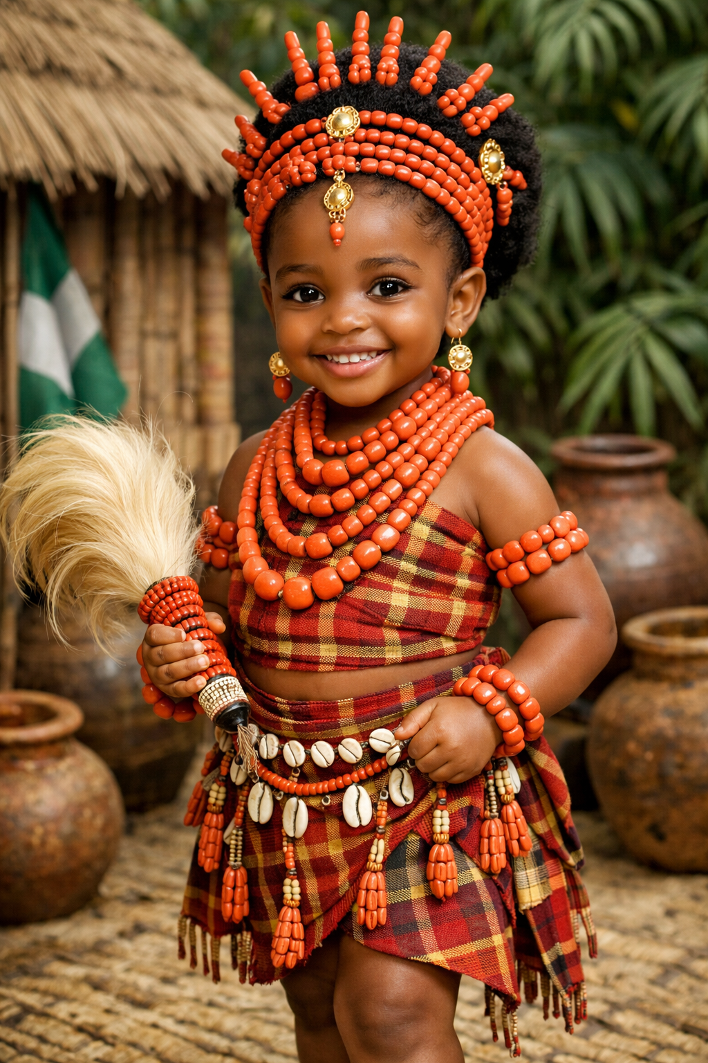 Girl in traditional Agbor outfit
